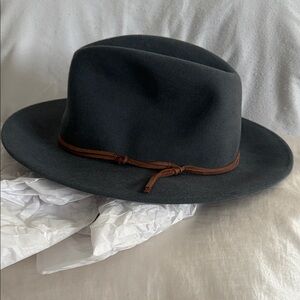 Classic Black Fedora Hat with Brown Band